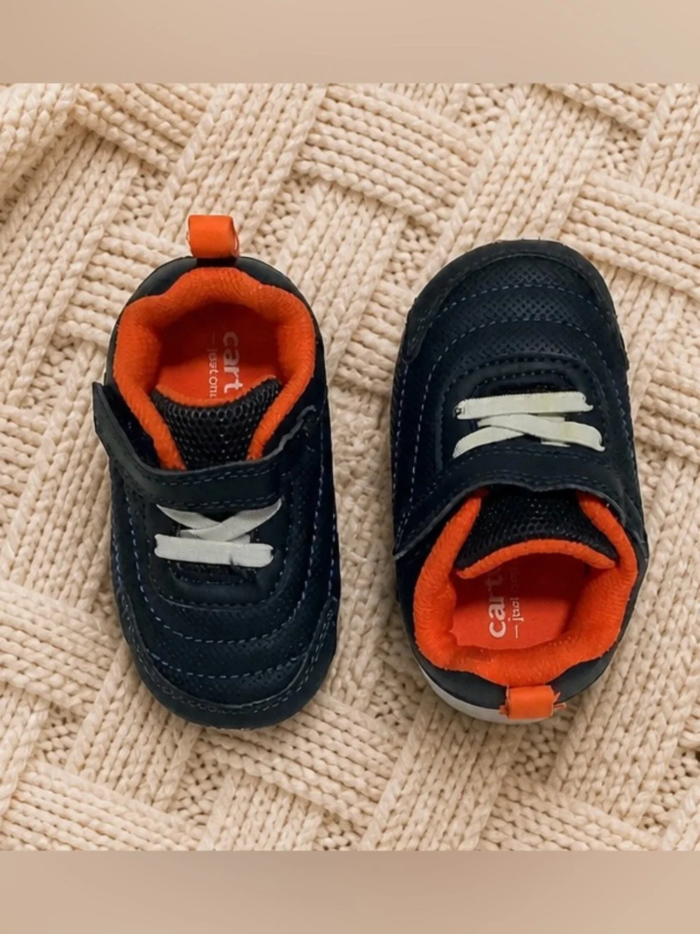 Carter's Just One You Boys Infant Athletic Shoes Navy Orange Size 4 EUC